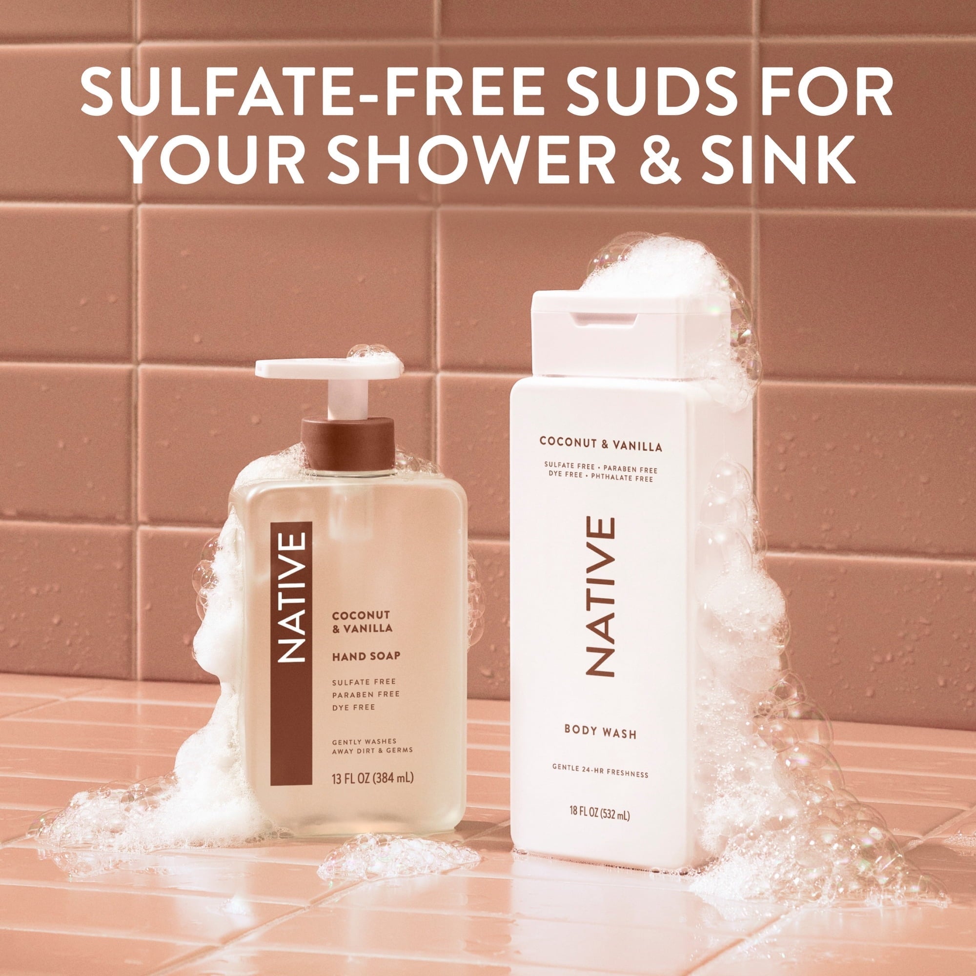 (6 pack) Native Liquid Hand Soap, Coconut & Vanilla, Non-drying, Naturally Derived Cleansers, Sulfate Free, 13 fl oz