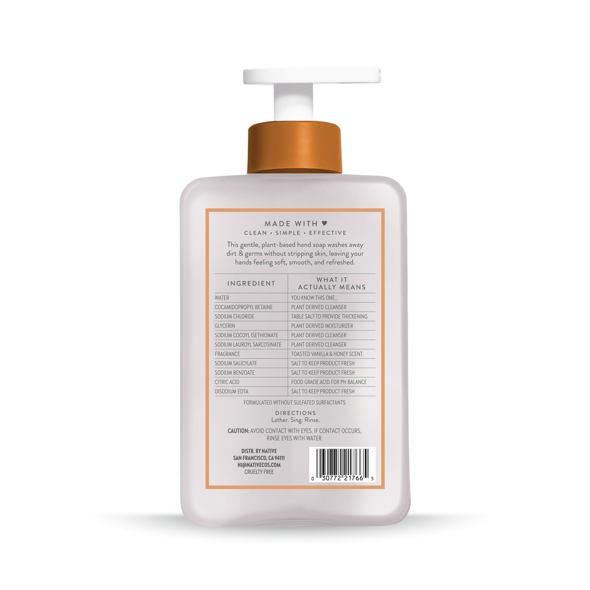 (6 pack) Native Toasted Vanilla & Honey Liquid Hand Soap 13 fl oz