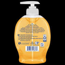 Mango-scent liquid hand soap pump bottle back label side, orange-yellow bottle