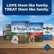 Blue Nudges Jerky Cuts chicken dog treat bags and other Blue packs
