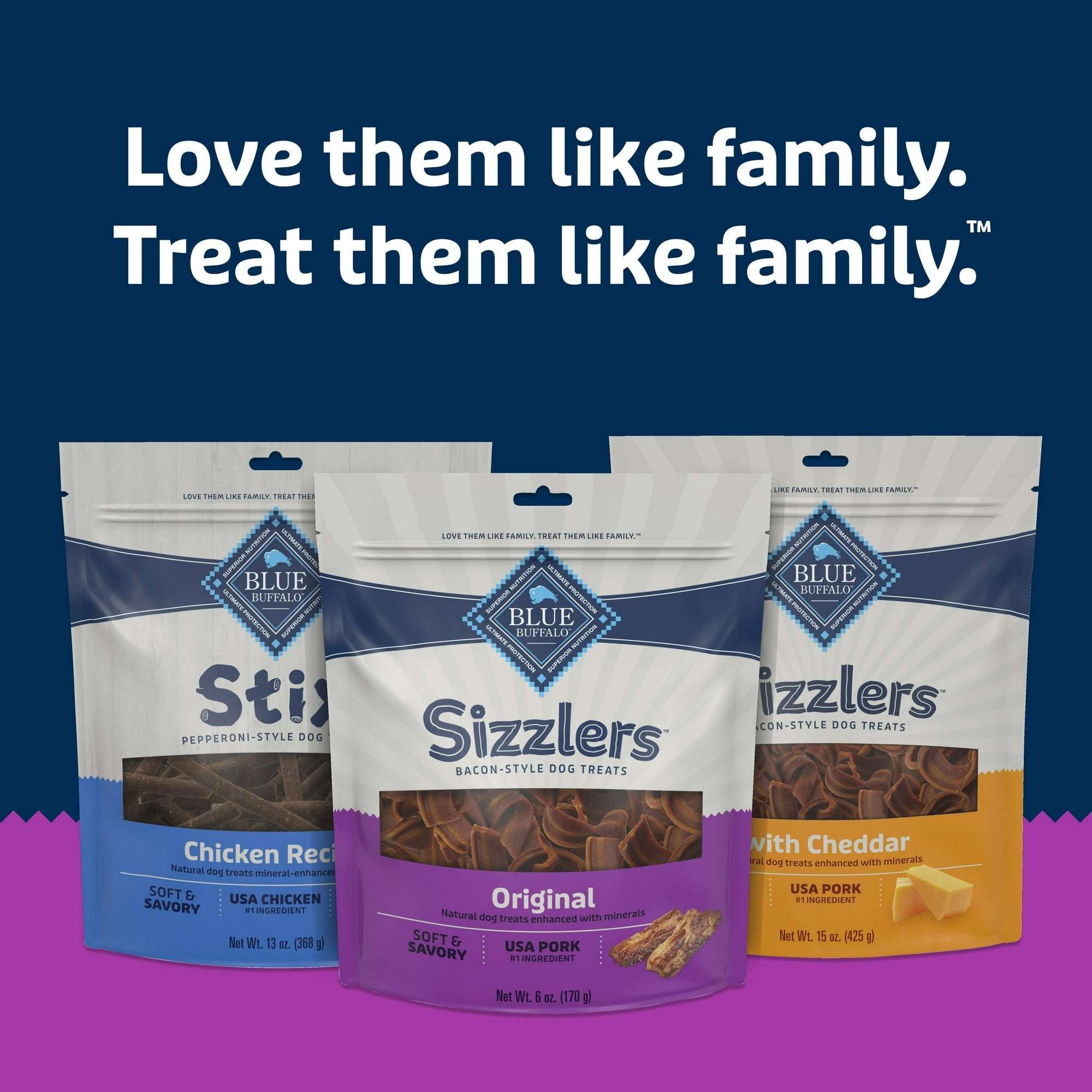 Blue Buffalo Sizzlers Bacon-Style Dog Treats with Real Pork, Original Flavor, 6-oz.