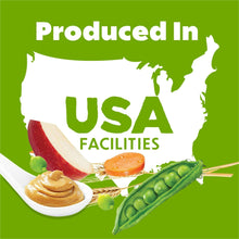 Dog treat pouch label: produced in USA facilities