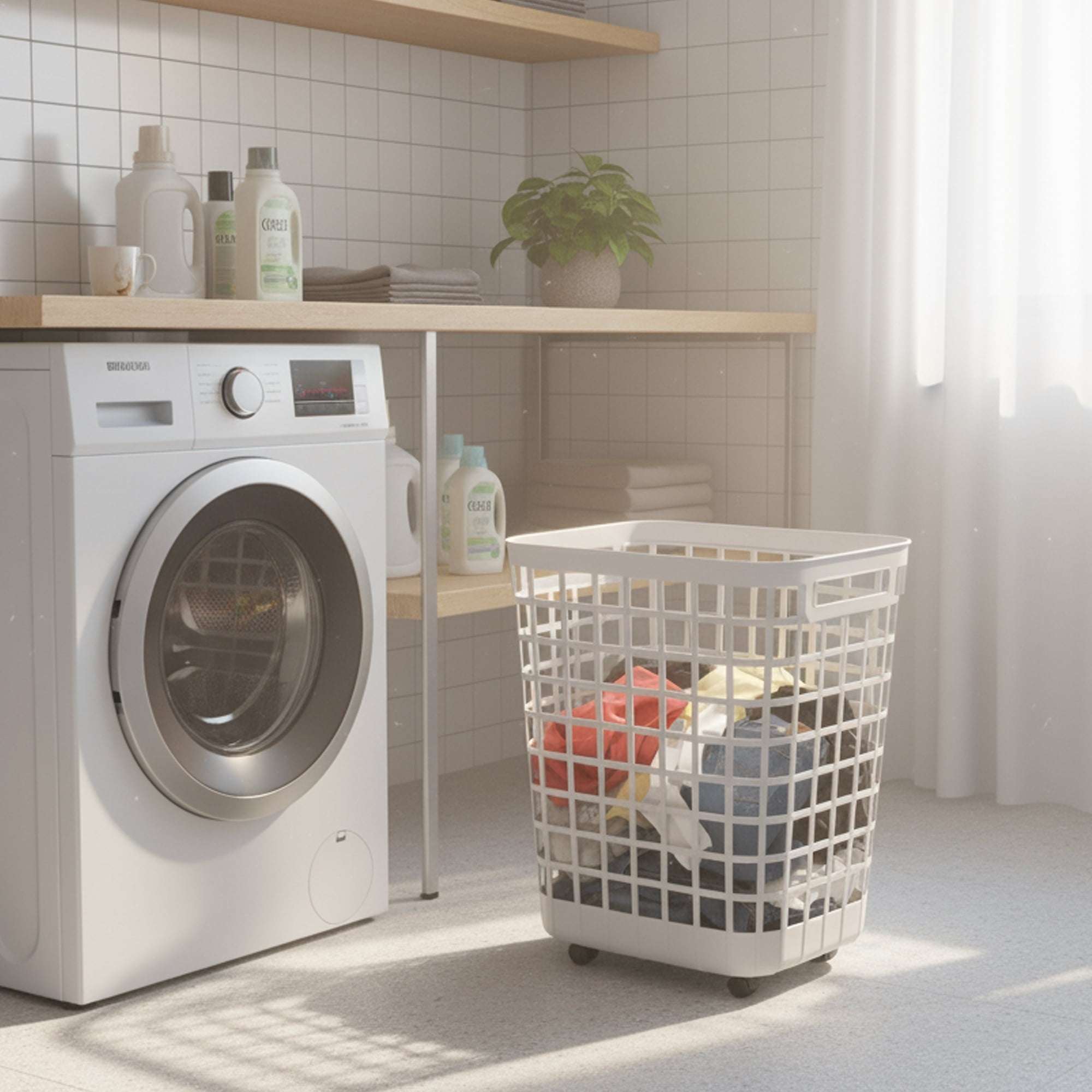 Mainstays 2.6 Bushel Rolling Laundry Hamper, Adult