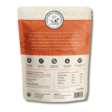 Back panel of pig ears dog treats pouch with feeding guidelines icons