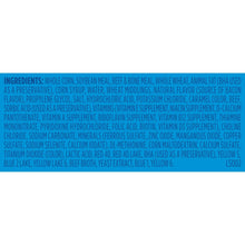 Back label panel with an ingredients list for dry dog food