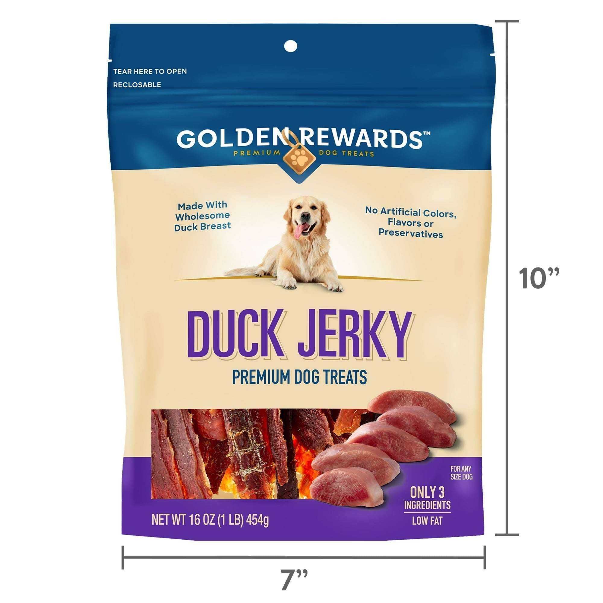 Golden Rewards Duck Jerky Premium Treats for Dogs