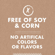 Dog treat label: free of soy and corn, no artificial colors or flavors