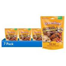 Dog chew 7-pack package, stuffed twist wrapped chicken with real pork