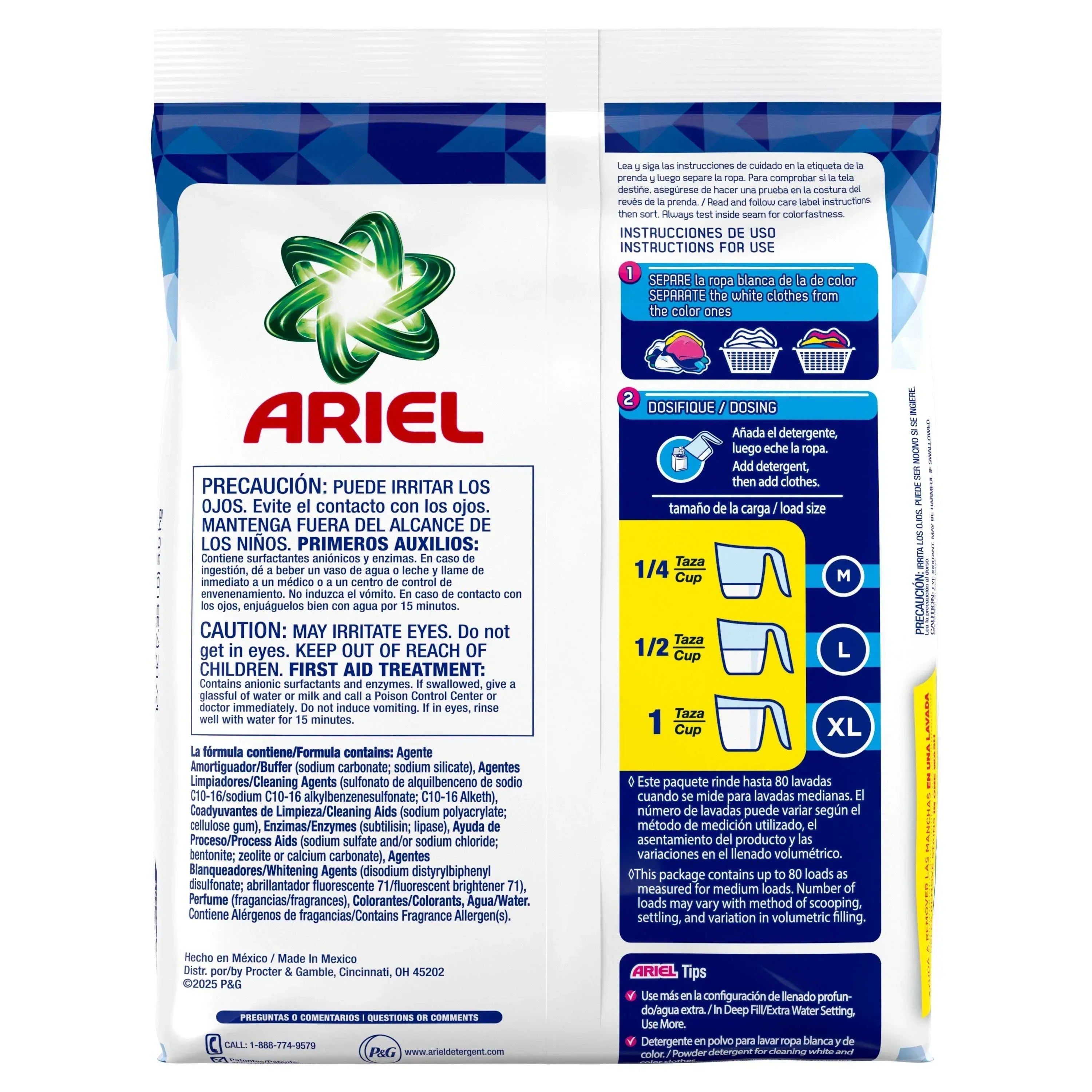 Ariel Powder Laundry Detergent, Original Scent, 3.6 kg, 80 Loads