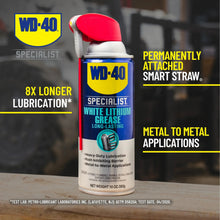 WD-40 Specialist white lithium grease spray can with red straw nozzle