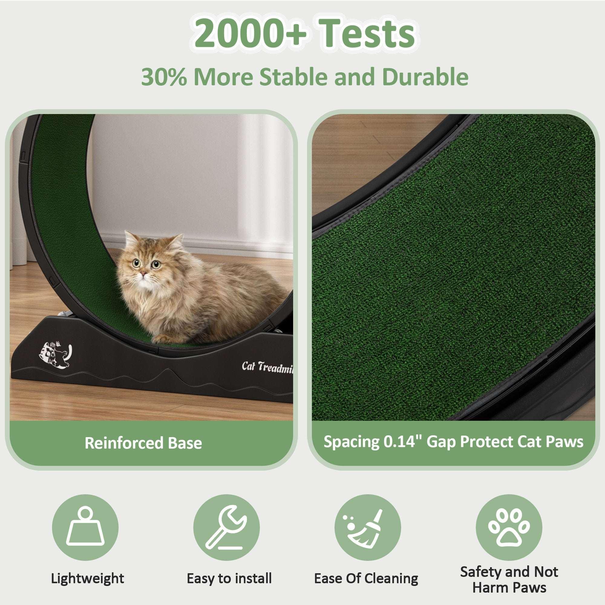 POLAHAKU Cat Exercise Wheel, 31.5'' Cat Treadmill with Carpeted Runway and Safety Lock,Black