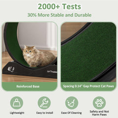 POLAHAKU Cat Exercise Wheel, 31.5'' Cat Treadmill with Carpeted Runway and Safety Lock,Black