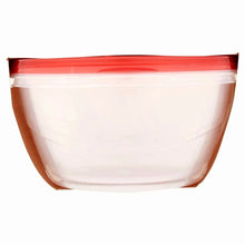 Translucent serving bowl with red snap lid, 15.7-cup capacity