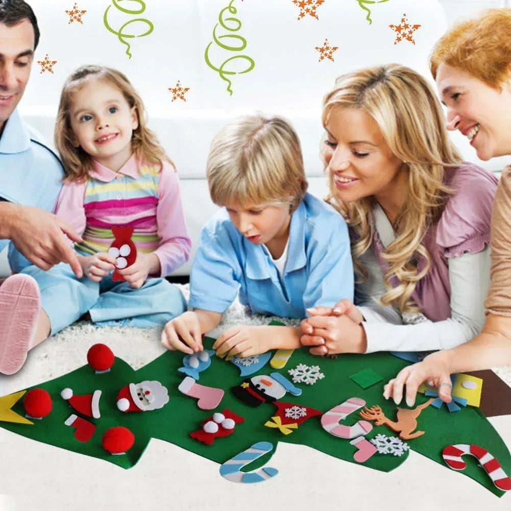 TETOU 3Ft DIY Felt Christmas Tree for Kids, Felt Xmas Tree Set with 26pcs Ornaments, Christmas Decorations Indoor Wall Hanging Kids Gift - USA MEGA SHOP