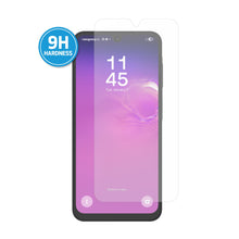 Tempered glass screen protector for smartphone with 9H hardness rating badge