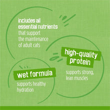 Purina Friskies wet formula benefits panel with “high-quality protein” and “wet formula”