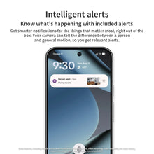 Indoor wired security camera intelligent alert notification on smartphone screen