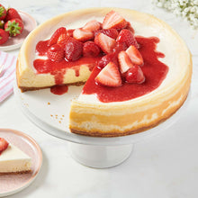 Imitation vanilla flavor, cheesecake topped with strawberries