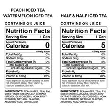 Ryl Tea nutrition facts and ingredients for peach, watermelon, and half-and-half iced tea
