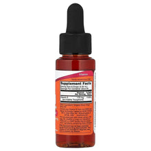 Vitamin E oil bottle with black dropper; back label with Supplement Facts text.