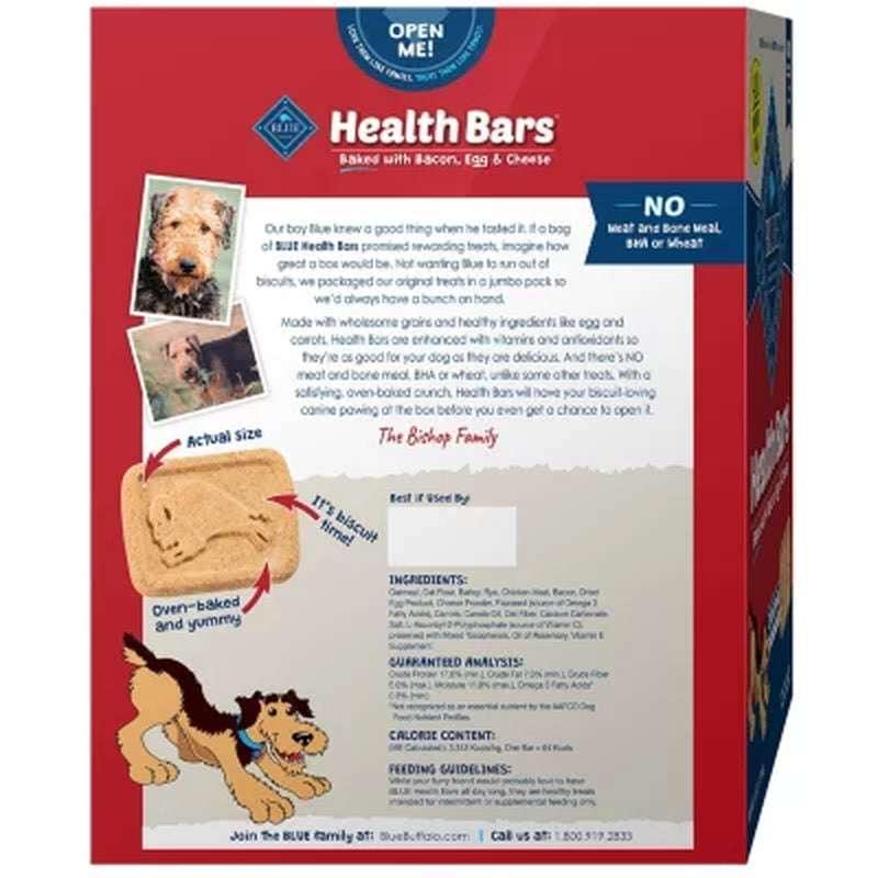 BLUE Buffalo Health Bars Crunchy Dog Treat Biscuits, Bacon, Egg & Cheese (5 Lbs.)