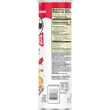 Pizza-flavored potato crisps canister back with Nutrition Facts panel