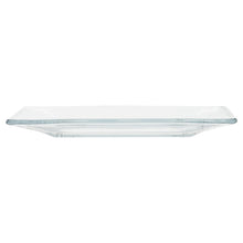Clear square glass dinner plate, shallow with straight sides
