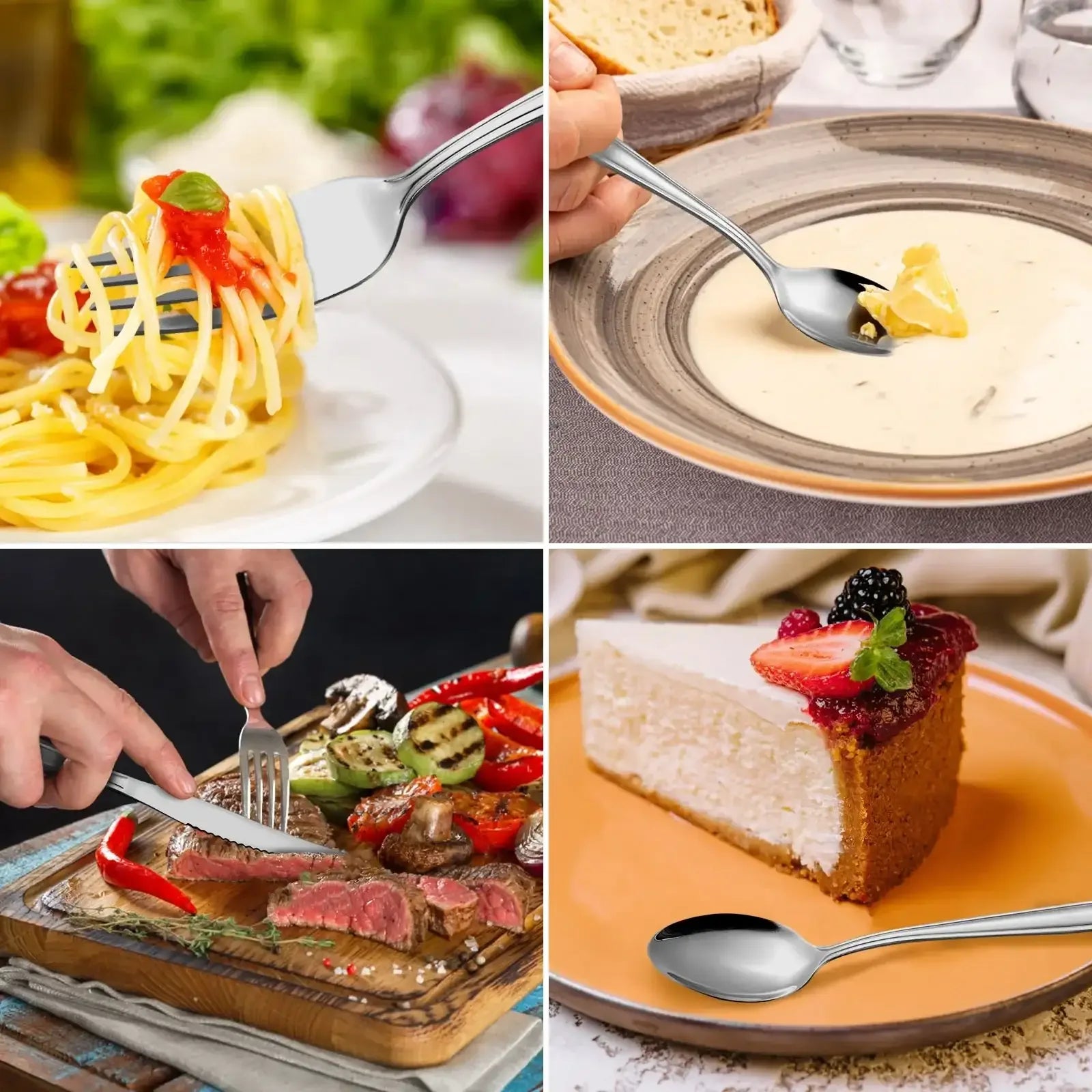 Mirdinner Dinner Forks and Spoons Set, Stainless Steel Silverware Flatware Set, Salad Fork and Soup Spoon, Using for Home, Kitchen or Restaurant, Mirror Polished, Dishwasher Safe - USA MEGA SHOP