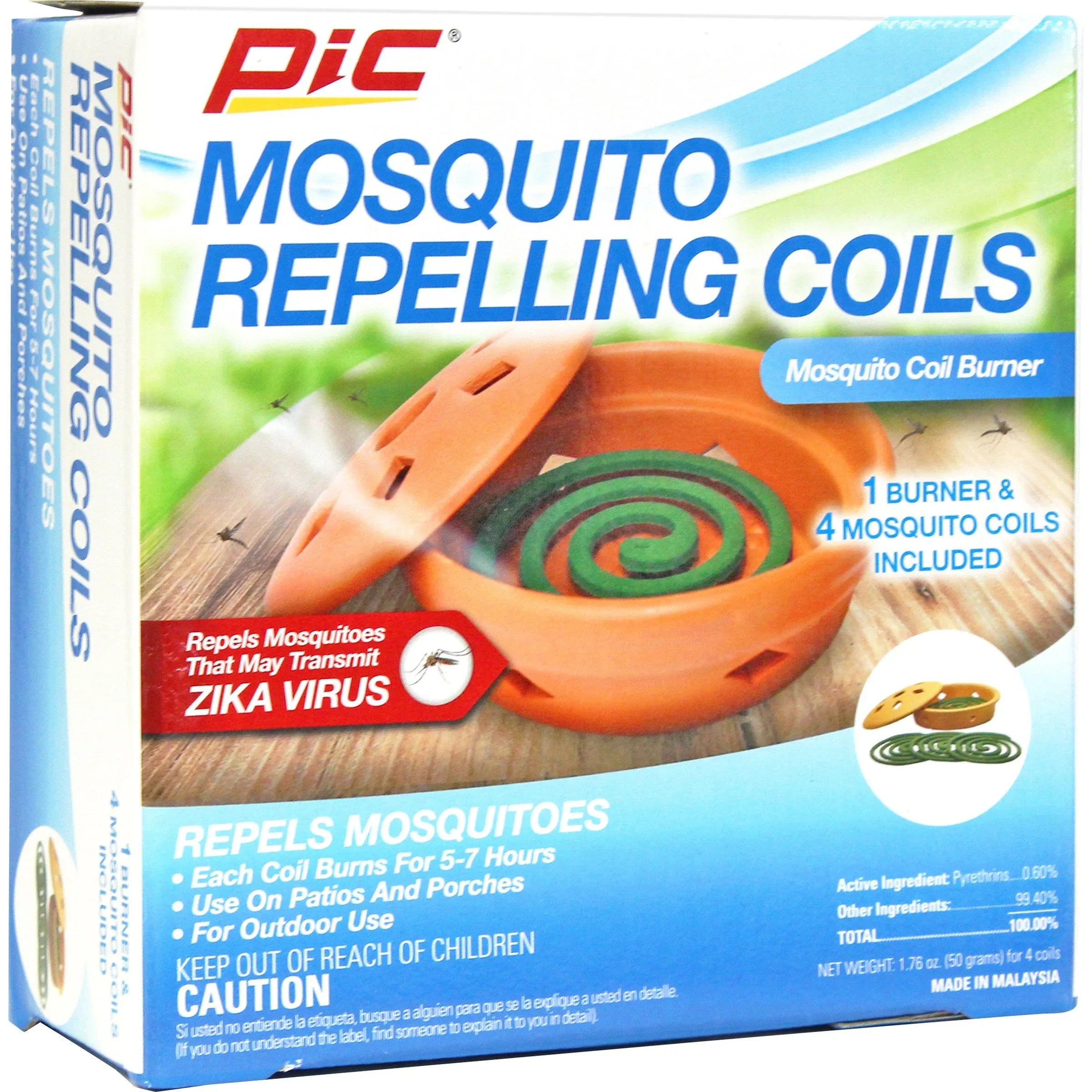 PIC Mosquito Coils with Terra Cotta Burner, Mosquito Repellent, 3 oz, 5 Pc Box - USA MEGA SHOP
