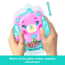 Bear-shaped glitter shaker compact playset with pink face and teal shell