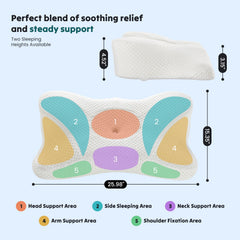 GIANNA Ergonomic Cervical Memory Foam Pillow for Neck and Shoulder Pain Relief, Cooling Contour Orthopedic Support Pillow with Breathable Washable Cover, Queen Size, Dark Gray
