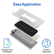 Glass screen protector application tray kit with clear alignment frame and protector