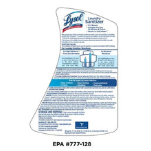 Laundry sanitizer bottle back label with directions and EPA number