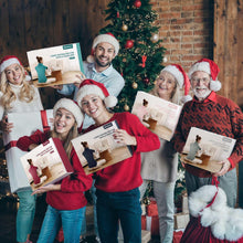 Holiday group holding heating pad boxes