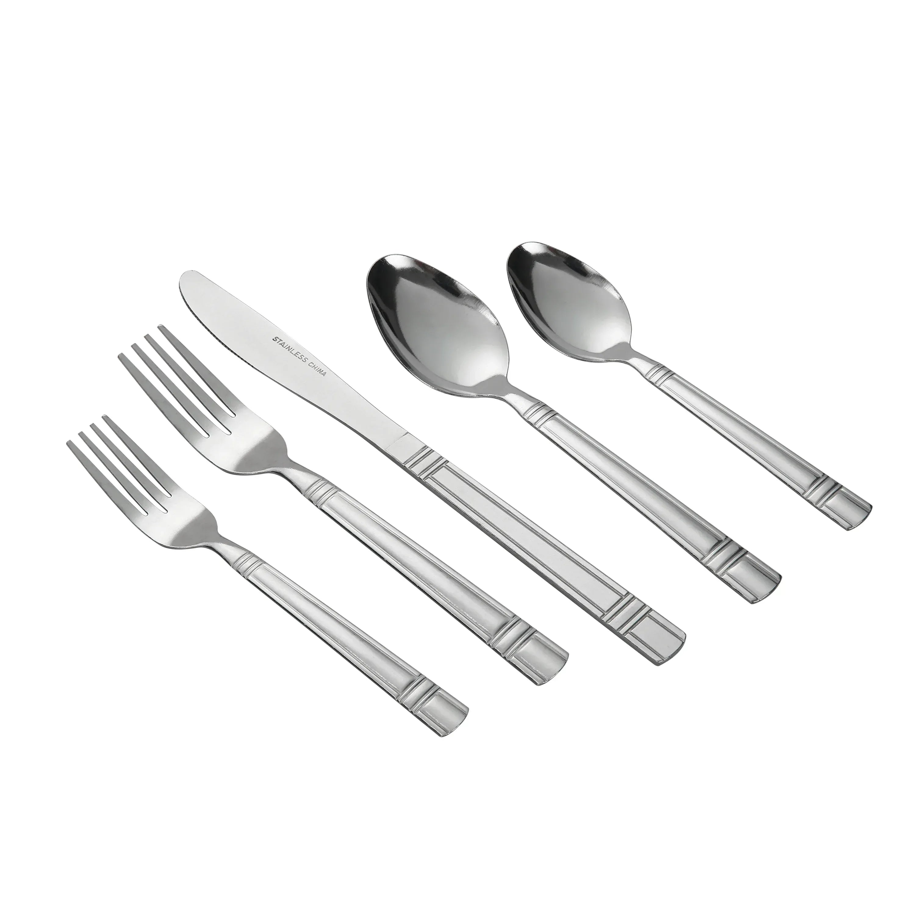 Mainstays 49 Piece Elena Adult Stainless Steel Flatware and Organizer Tray Value Set Silver, Service for 8