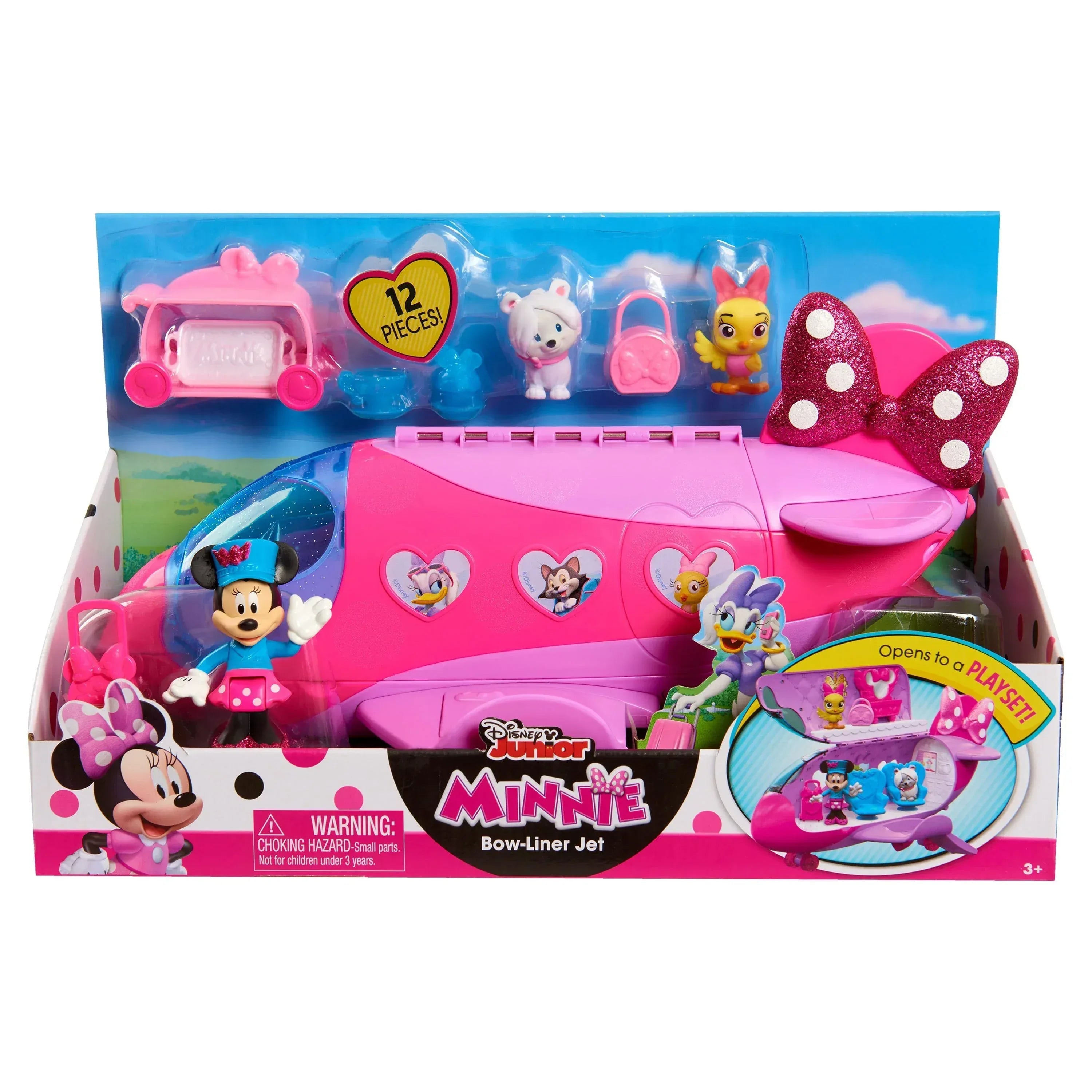 Disney Junior Minnie Mouse Bow-Liner Jet Toy Figures and Playset, Officially Licensed Kids Toys for Ages 3 Up, Gifts and Presents