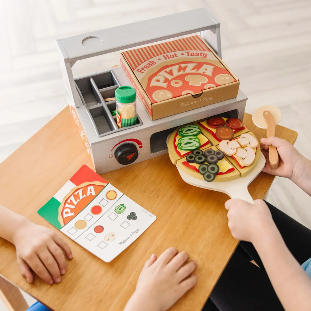Melissa & Doug Top & Bake Wooden Pizza Counter Play Set (41 Pcs) - FSC Certified - USA MEGA SHOP
