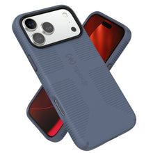 CandyShell Grip case for iPhone 17 Pro Max, dark blue textured back with open phone front