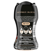 Downy Unstopables N.26 laundry scent booster, black bottle back with ingredient text