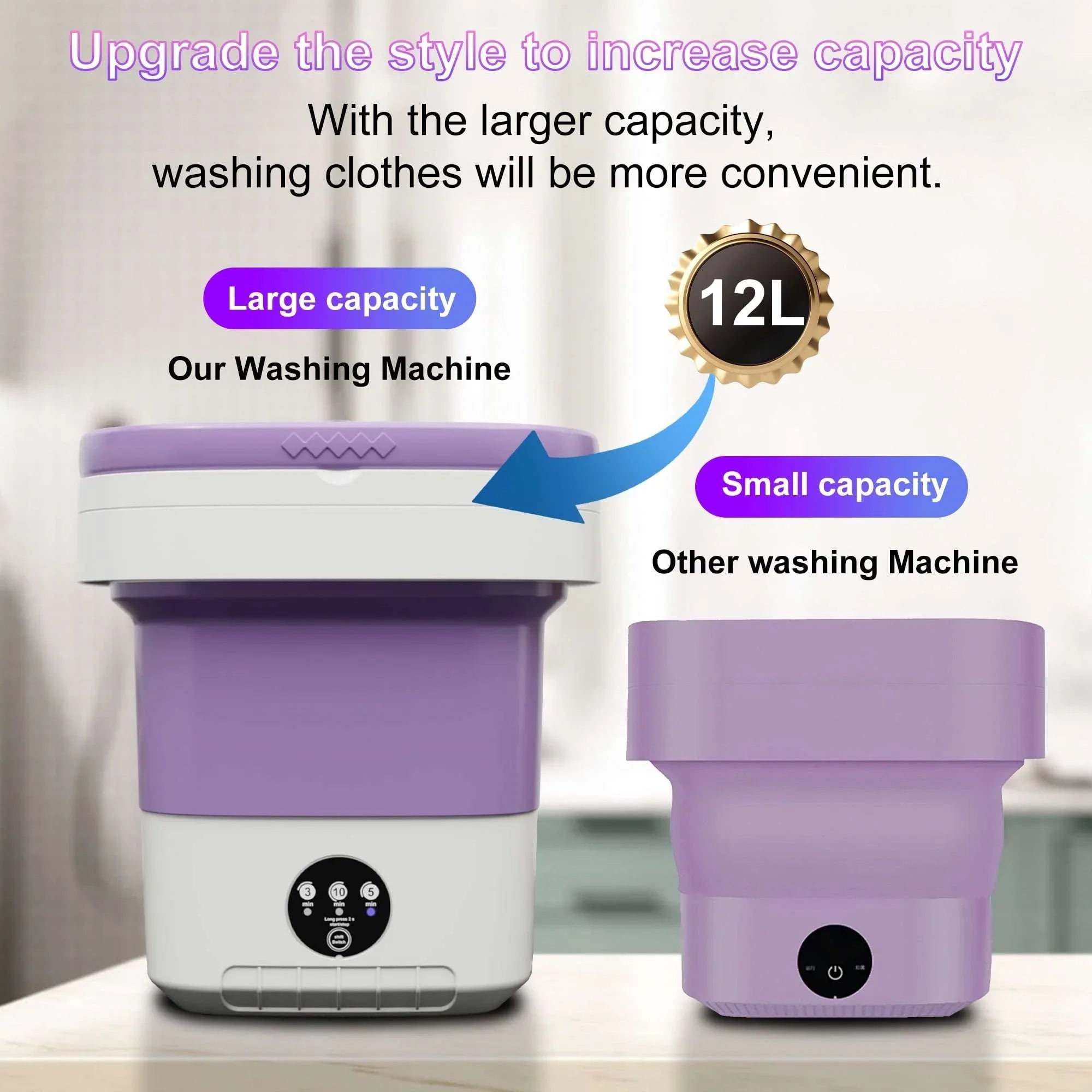 Pentantan 12L Portable Washing Machine, Mini Foldable Washer for Apartment, Camping, RV, Travel, Underwear, Socks - USA MEGA SHOP