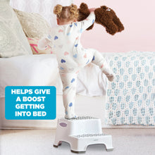 White two-step kids step stool with gray grip-textured steps