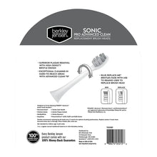 Back of sonic replacement brush heads pack with features text and diagrams