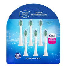 6-pack Sonic Pro Advanced Clean replacement brush heads, white handles and green bristles