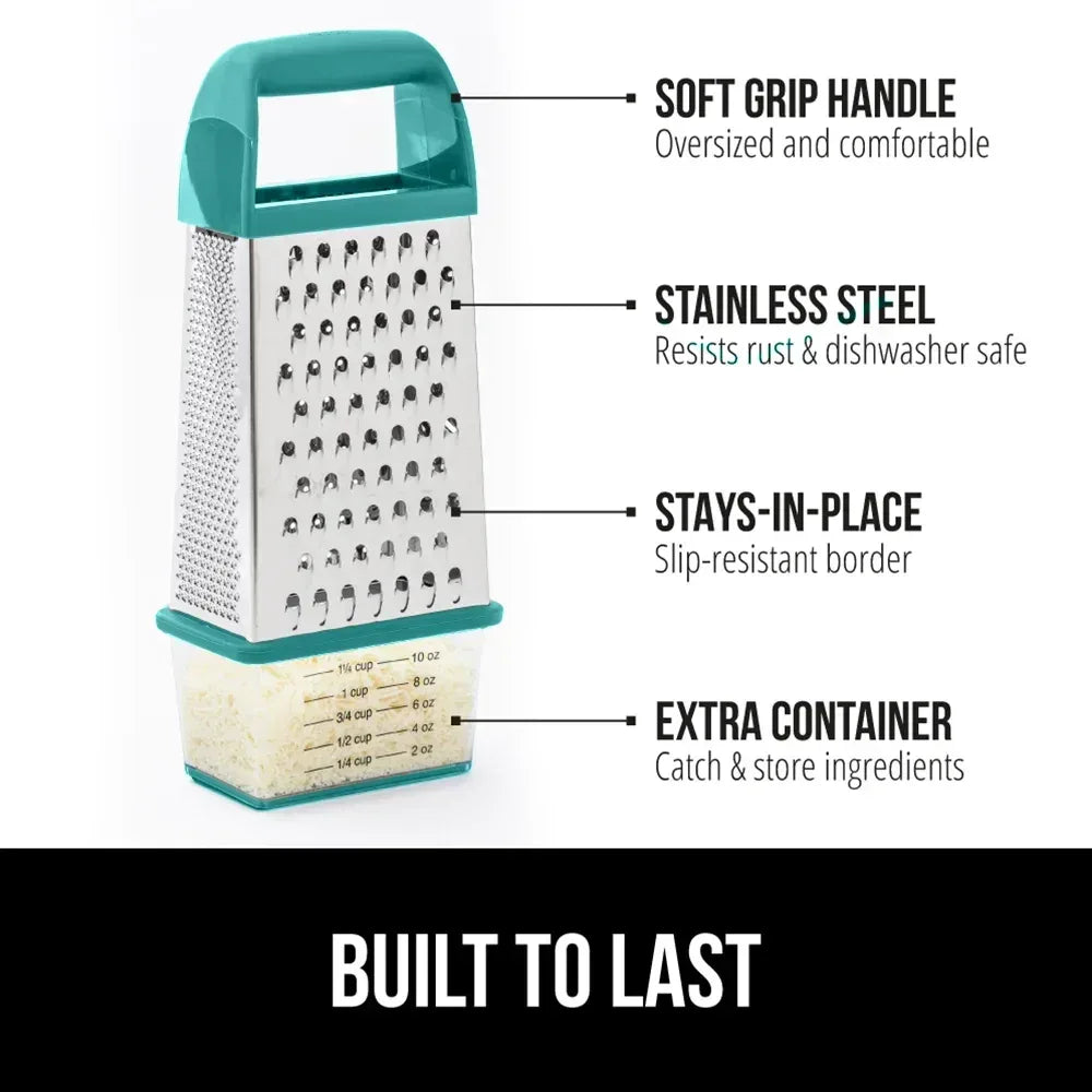 GORILLA GRIP Cheese Grater, BPA Free Stainless Steel Box Graters, Cheeses and Veggie Shredder - USA MEGA SHOP