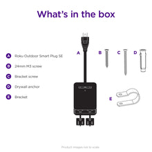 Outdoor smart plug and included mounting hardware kit shown from the box contents