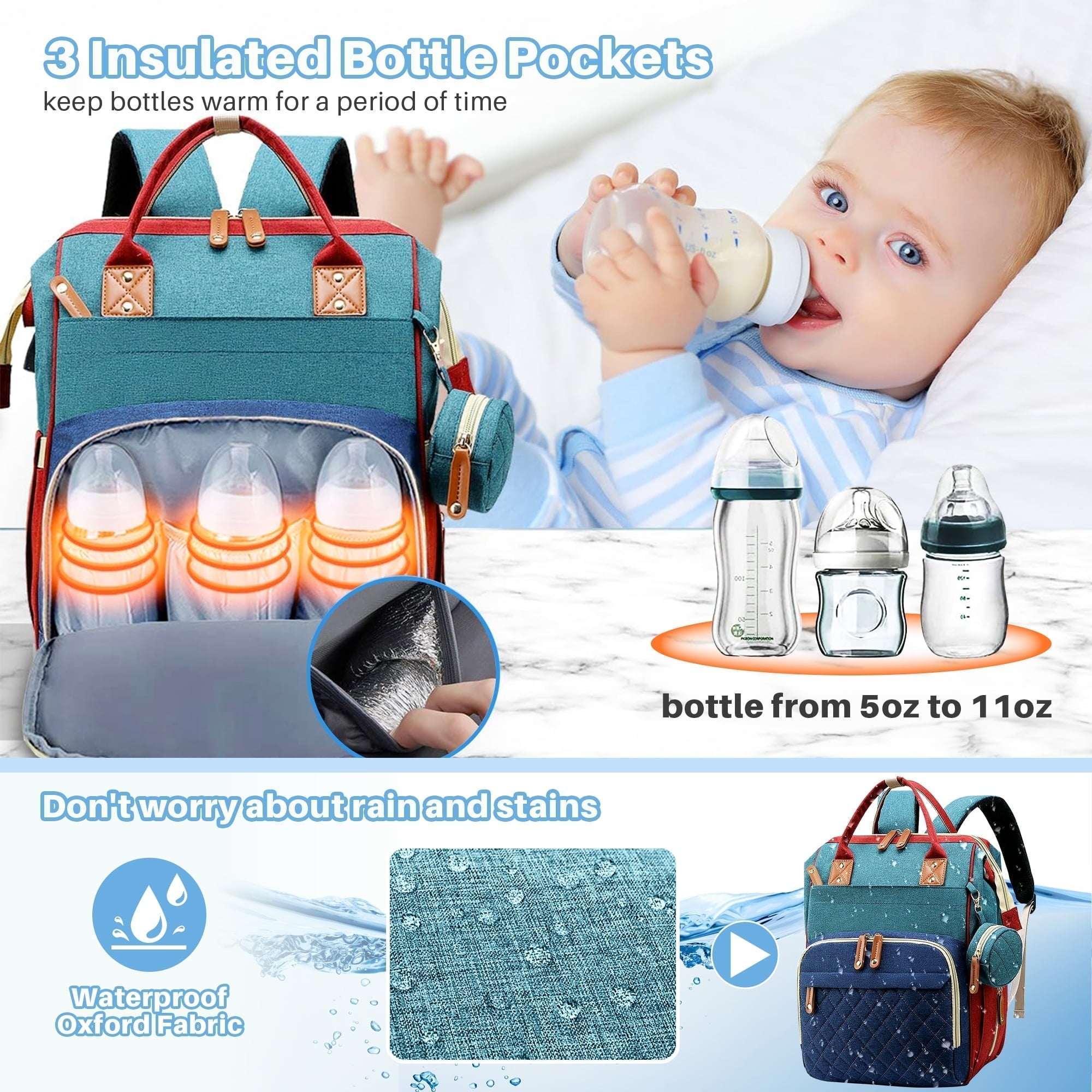 Morfone Baby Diaper Bag Backpack, Multifunction Waterproof Baby Bag with USB Charging Port, Stroller Straps & Pacifier Case Unisex, Colorful