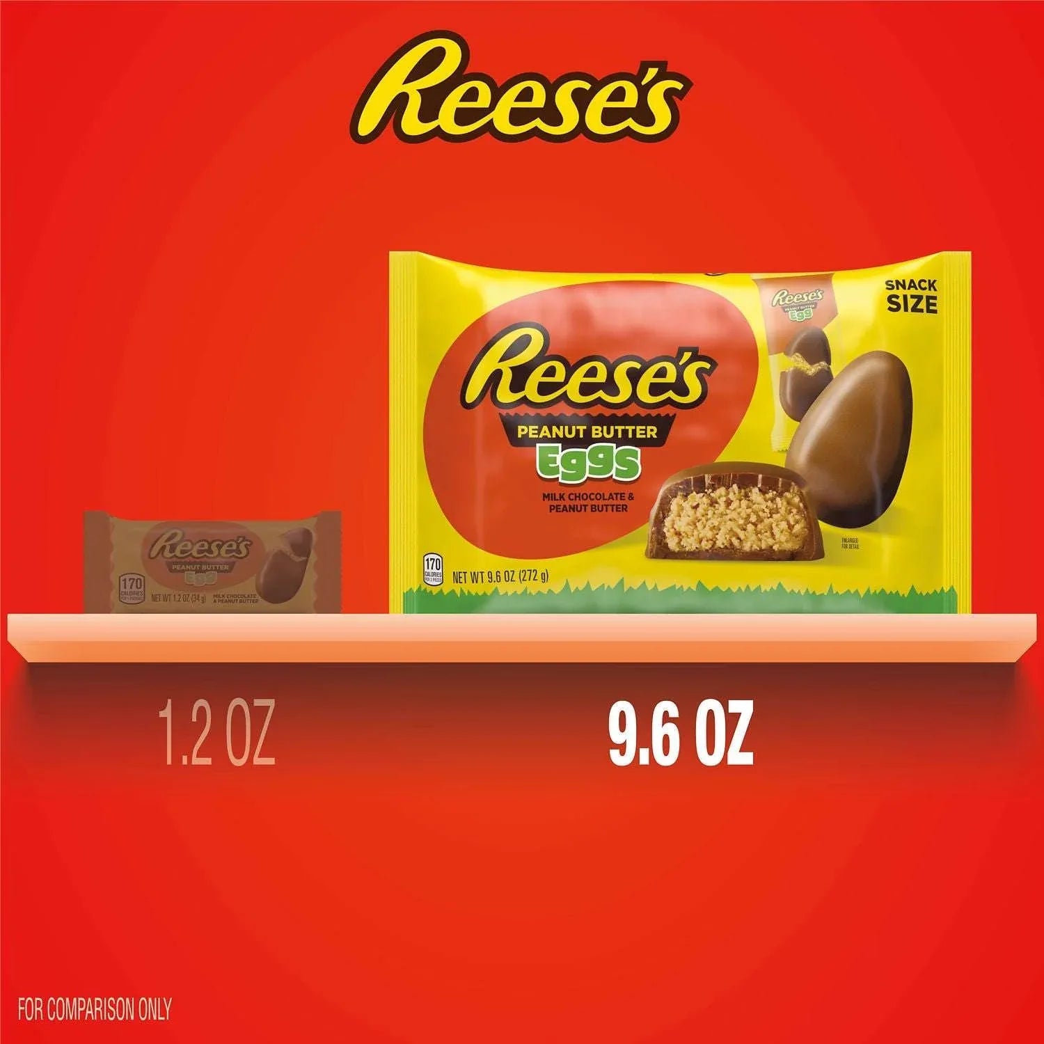 REESE'S Milk Chocolate Snack Size Peanut Butter Eggs, Easter Candy Basket Stuffers Bag, 9.6 oz