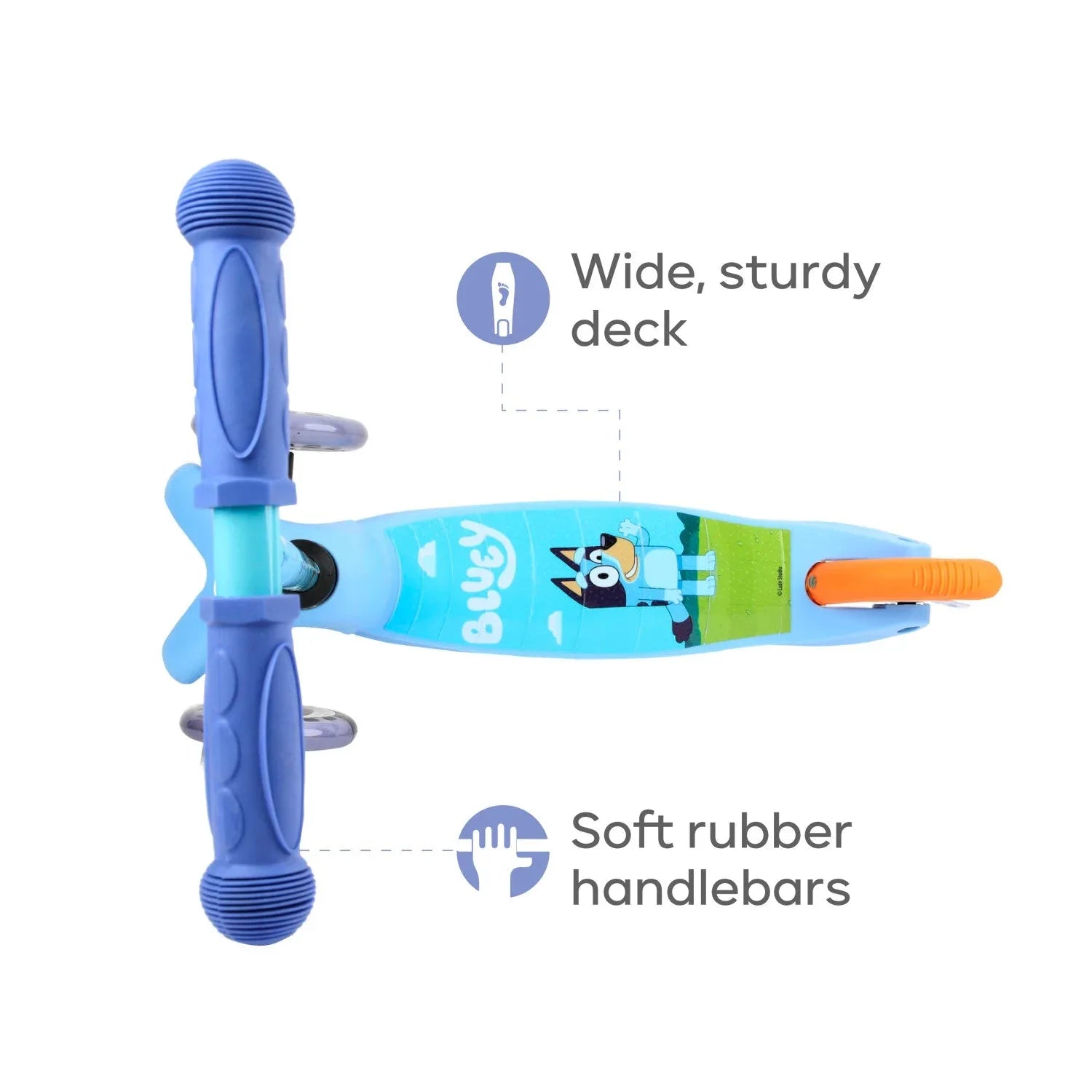 Bluey Light Up Wheel Tilt and Turn Toddler Scooter, 3 Wheel Kick Scooter for Kids Ages 3+, Blue - USA MEGA SHOP