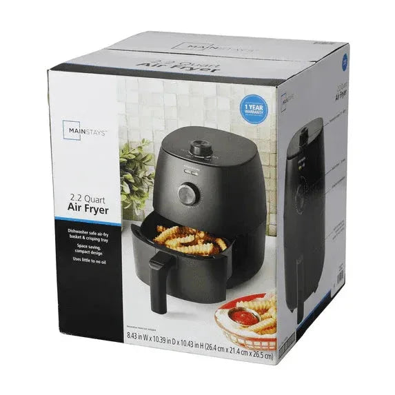 Mainstays 2.2 Qt Air Fryer in Arctic Black with Non-Stick Basket - USA MEGA SHOP