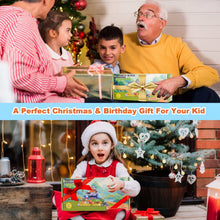 Magnetic blocks gift box with cube character pieces on a table